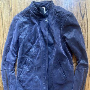 Free People Blue Navy Cool & Clean Motorcycle Jacket Size 10 runs like size M
